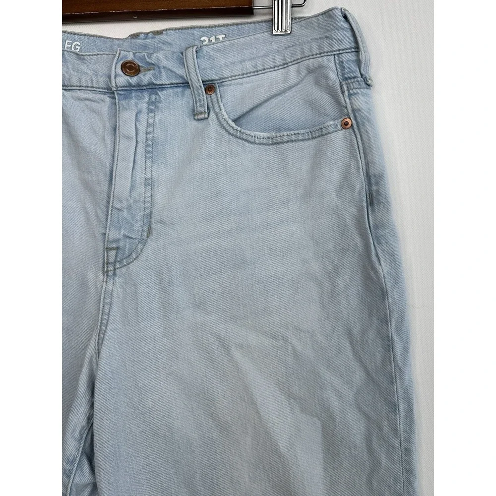 J. Crew Light Wash Slim Wide Leg High Waisted Ankle Jeans‎ Raw Hem Size 31 Tall